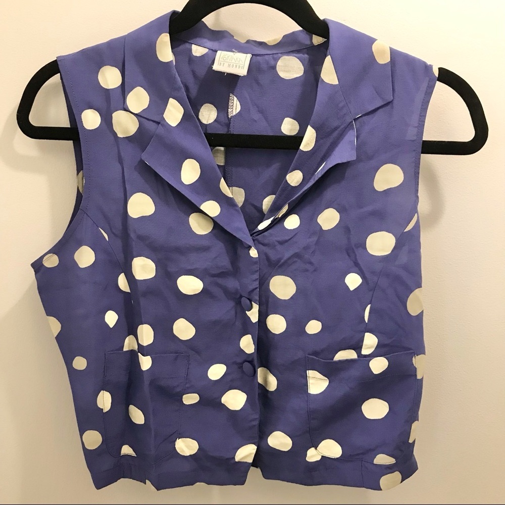 Vintage Portara by Mondi Vest 38 polka dots purple white